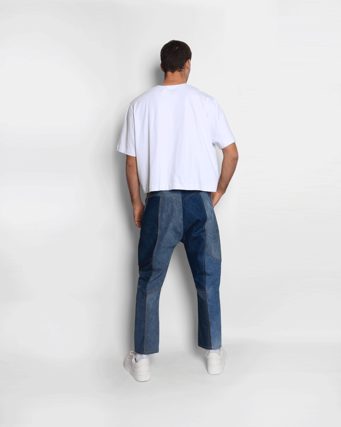 TAPERED DENIM PANTS