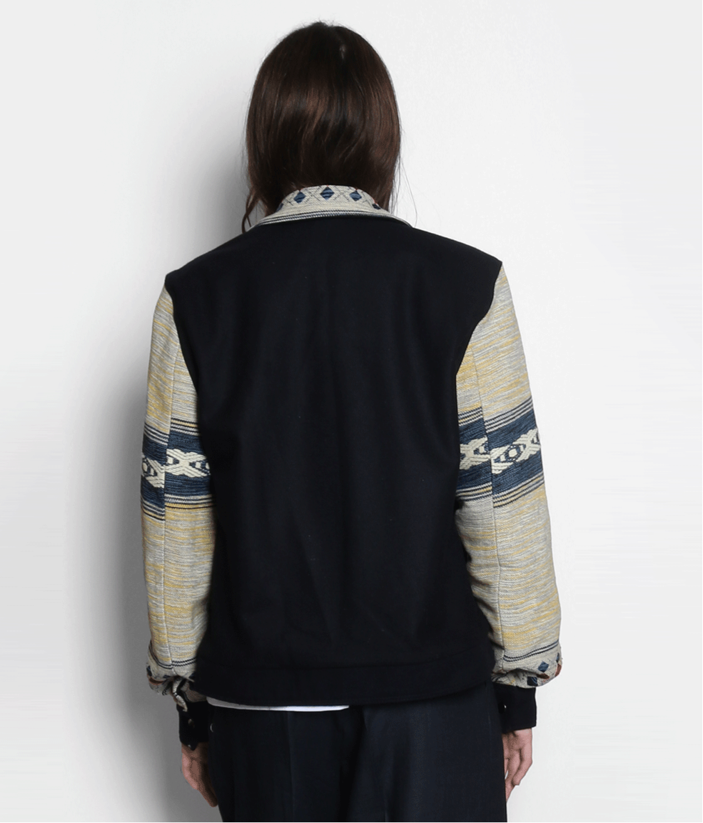 BOMBER JACKET NAVY ( BEIGE SLEEVES)