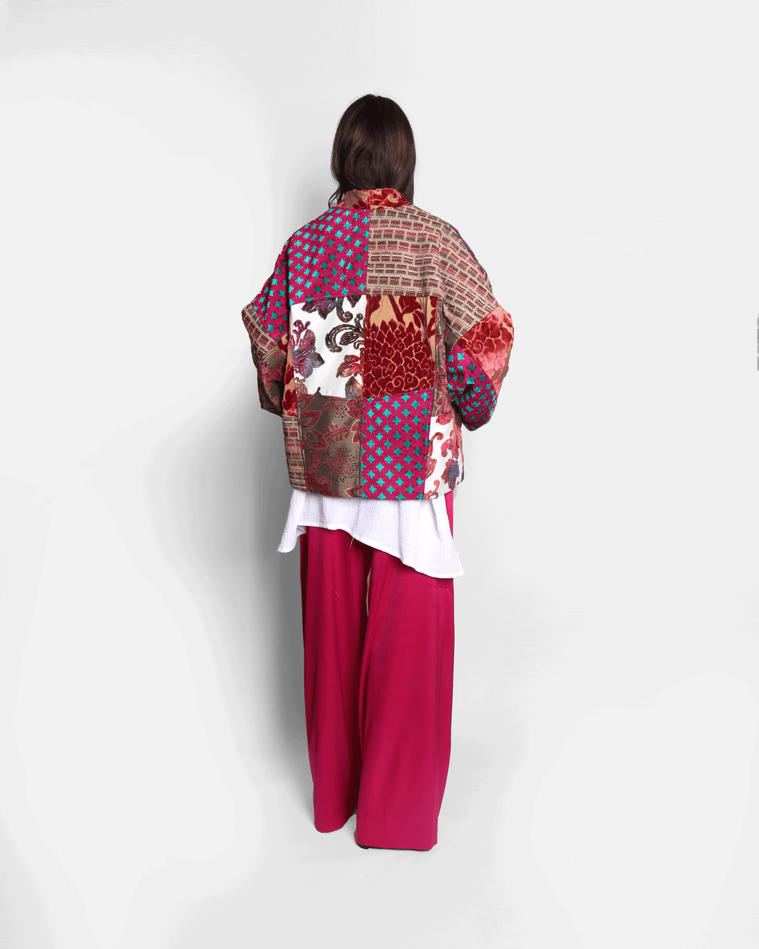 WIDE CUT KIMONO ( PINK PATCHWORK)