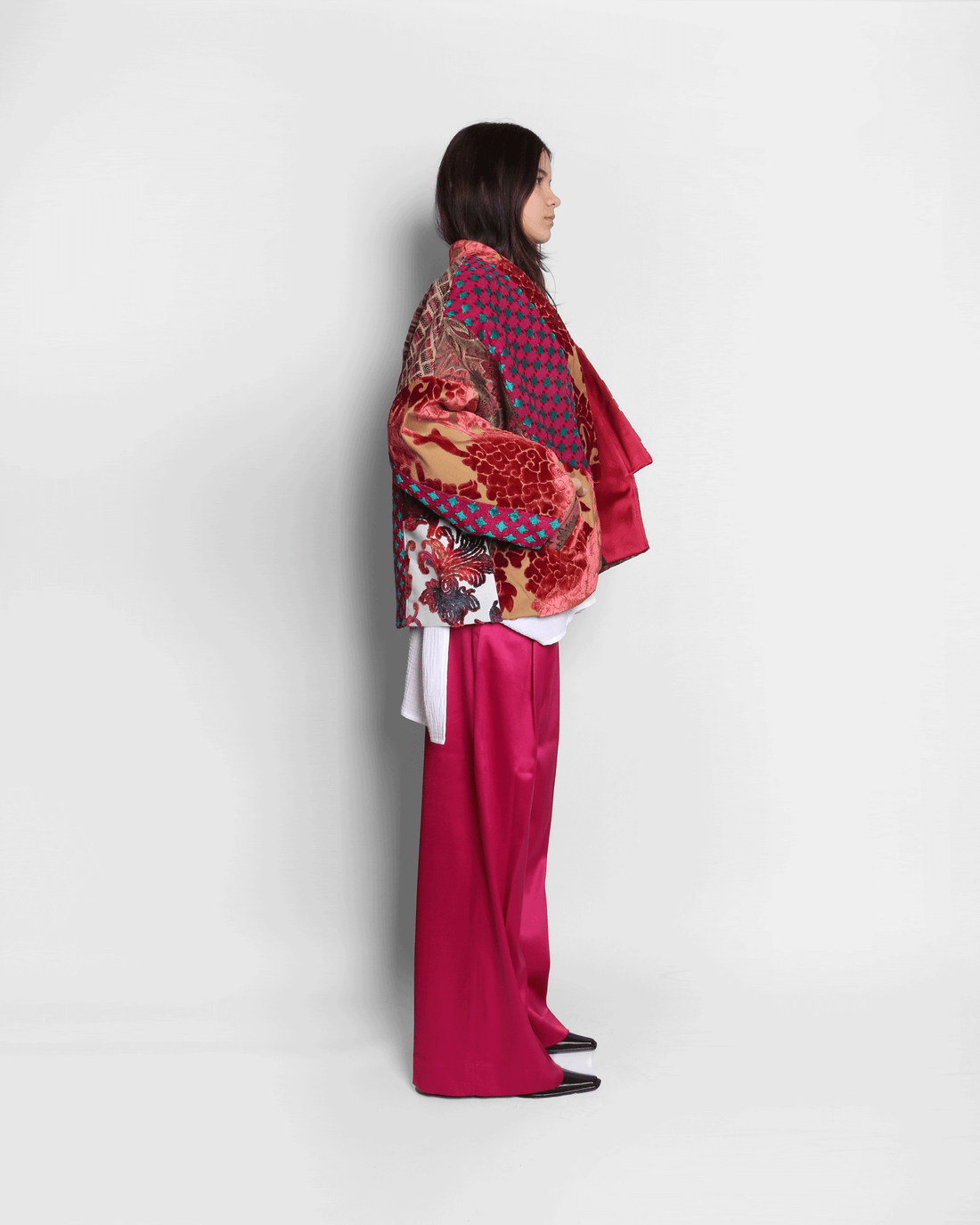 WIDE CUT KIMONO ( PINK PATCHWORK)