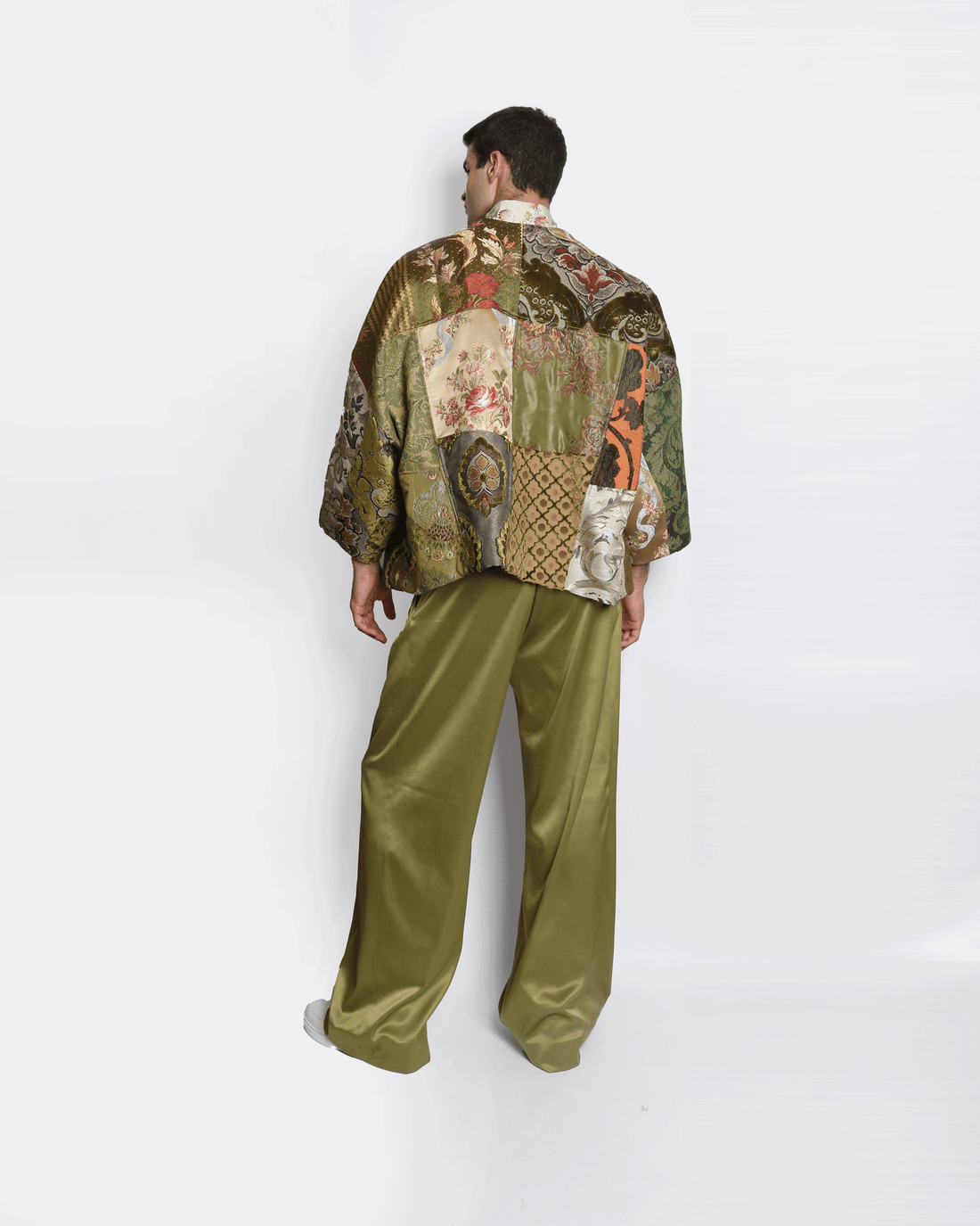 WIDE CUT KIMONO ( GREEN PATCHWORK)