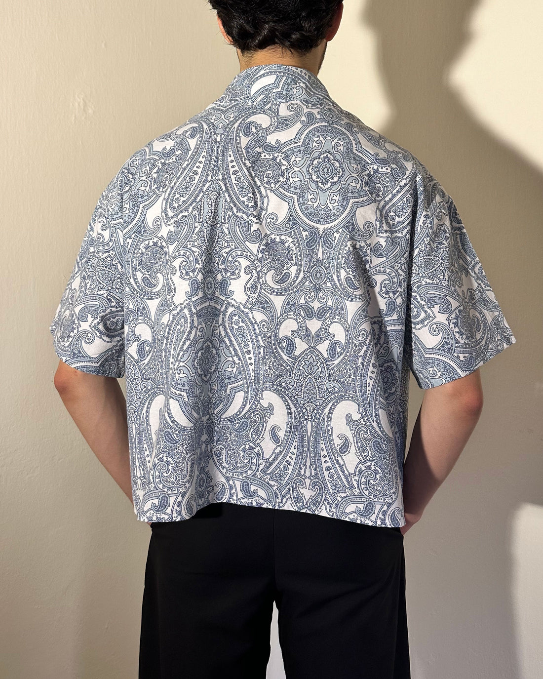 CROPPED SHIRT (BLUE PAISLEY)