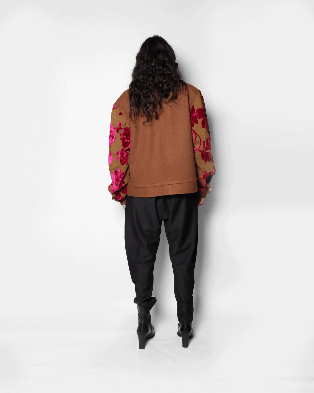 BOMBER JACKET LIGHT CAMEL ( FUSCHIA SLEEVES)