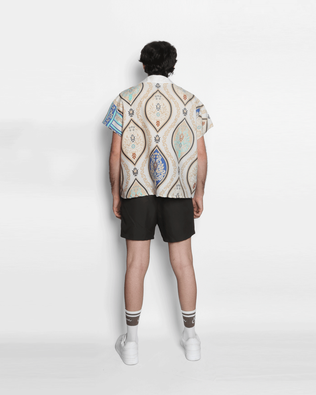 SHORT SLEEVE SHIRT ( BEIGE PRINTED )