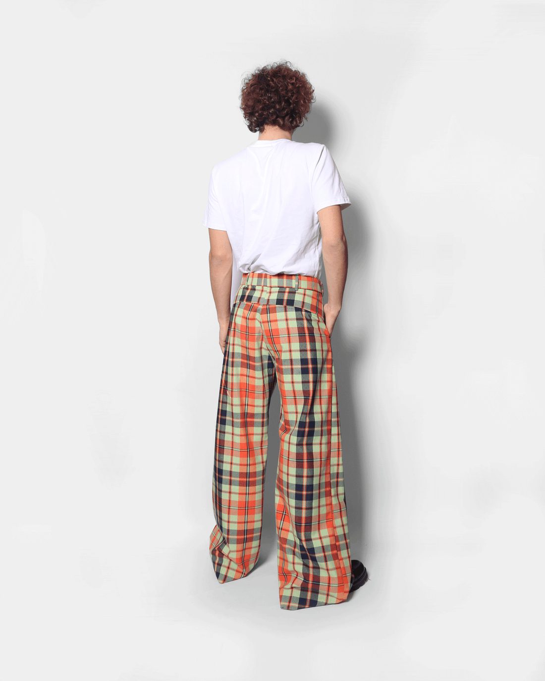 LOW WAISTED PANTS (ORANGE CHECKERED)